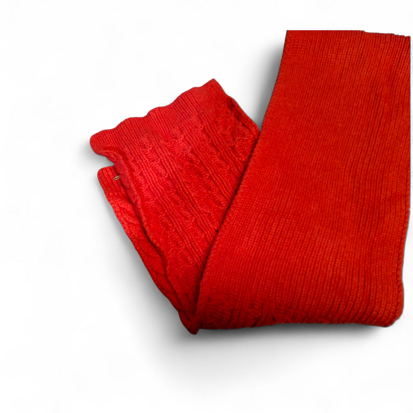 Alice Hannah Red Knitted Scarf – Cable Detail – 64" x 8"