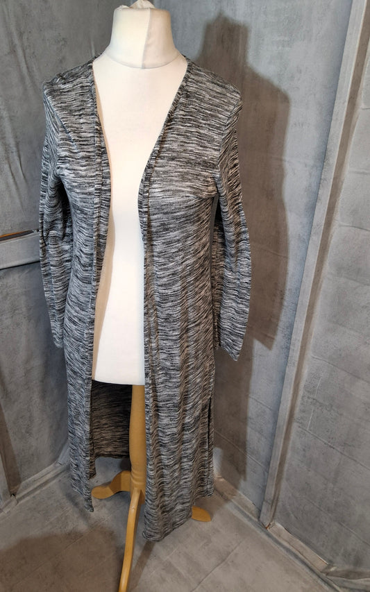 Tu Grey Marl Midi Cardigan – Open Front, Long Sleeve, Size 10
