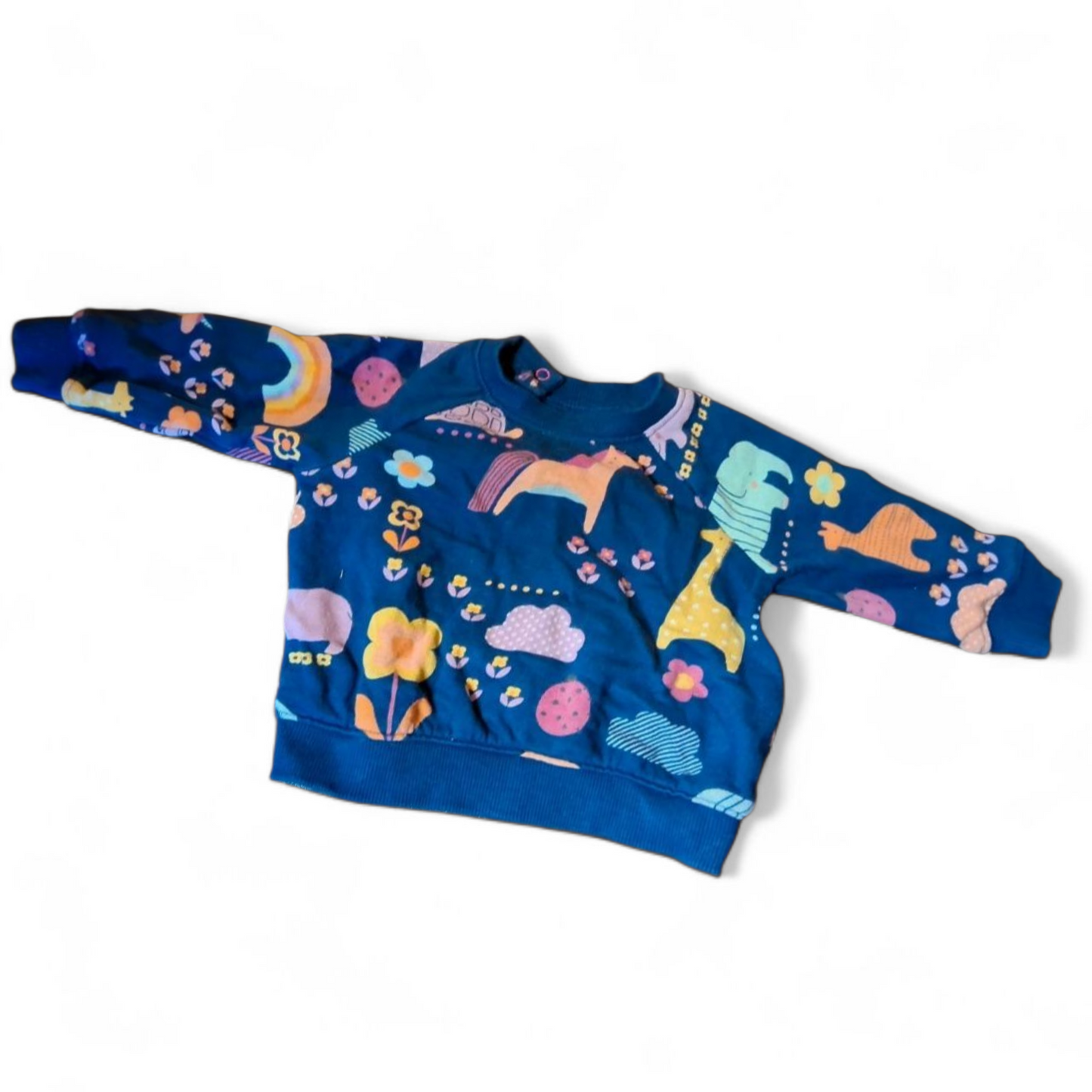 Next Girls Navy Animal Print Jumper – 3–6 Months – 100% Cotton