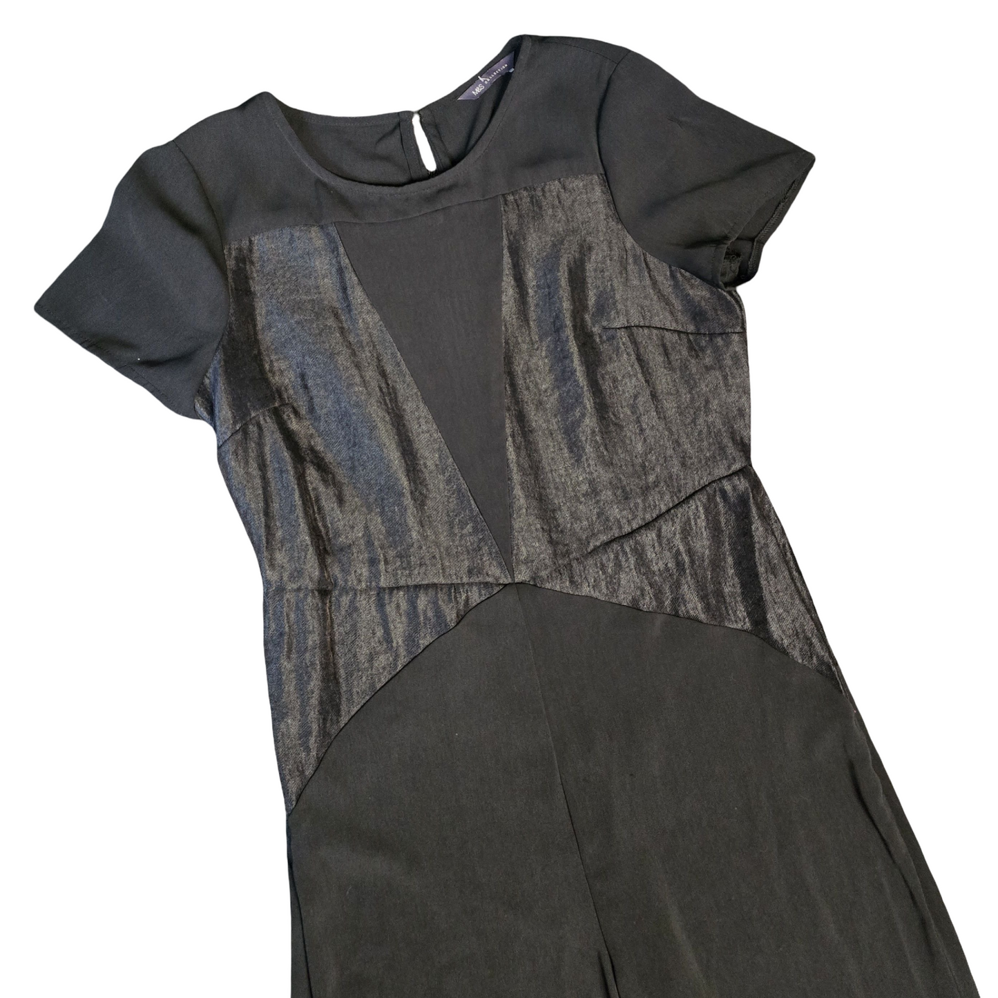M&S Jumpsuit Black Size 12Reg Short Sleeved Flared Weekend