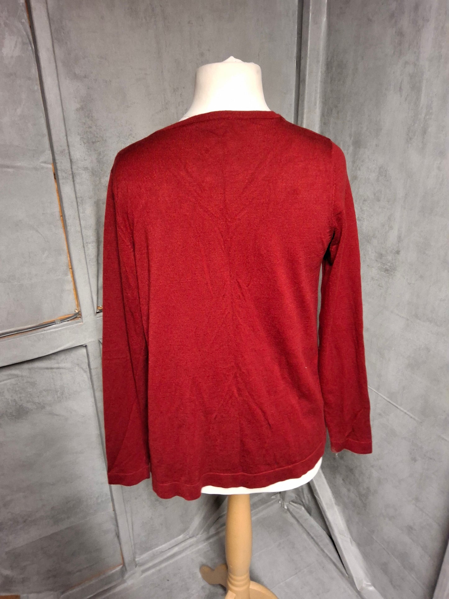Kaffe Red Open Cardigan – Size Small (UK size 10/12)