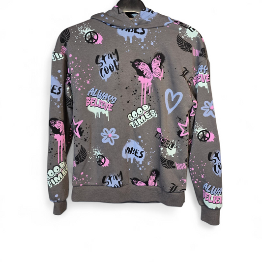 Primark Grey Graffiti Style Hoodie – Girls 10-11 Years