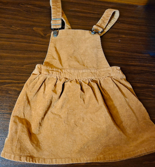 H&M Brown Corduroy Pinafore Dress – Girls 2–4 Years – 100% Cotton
