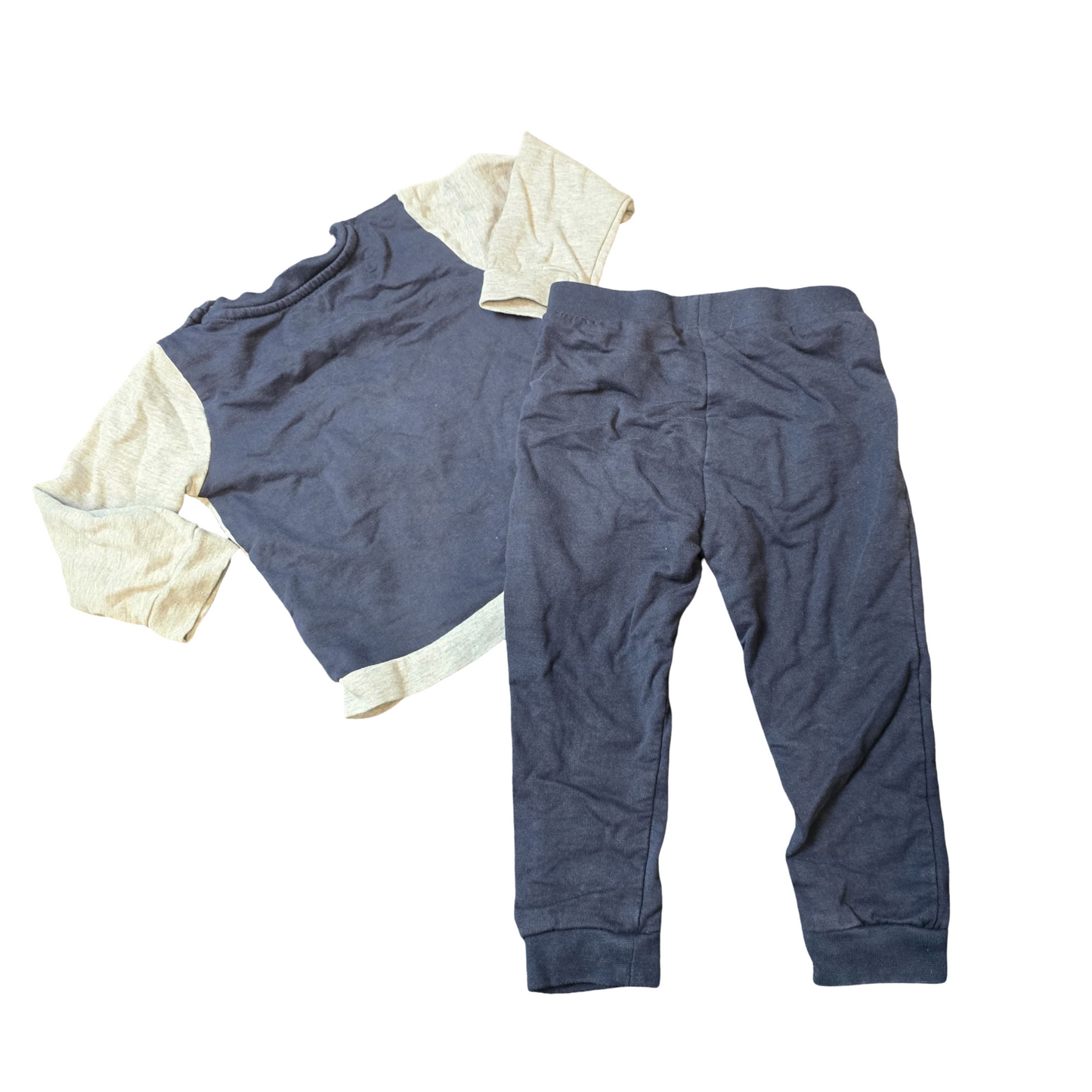 Pep & Co Boys Navy & Grey Jumper & Joggers Set – 18/24 Months – Cotton