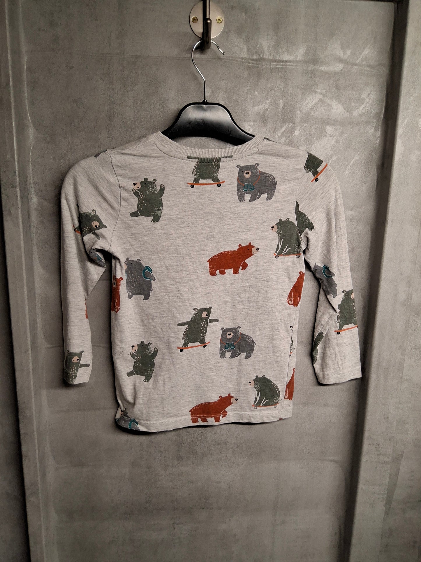 Nutmeg Boys Grey Bear Print Long Sleeve T-Shirt – Age 6–7 Years – Cotton Viscose