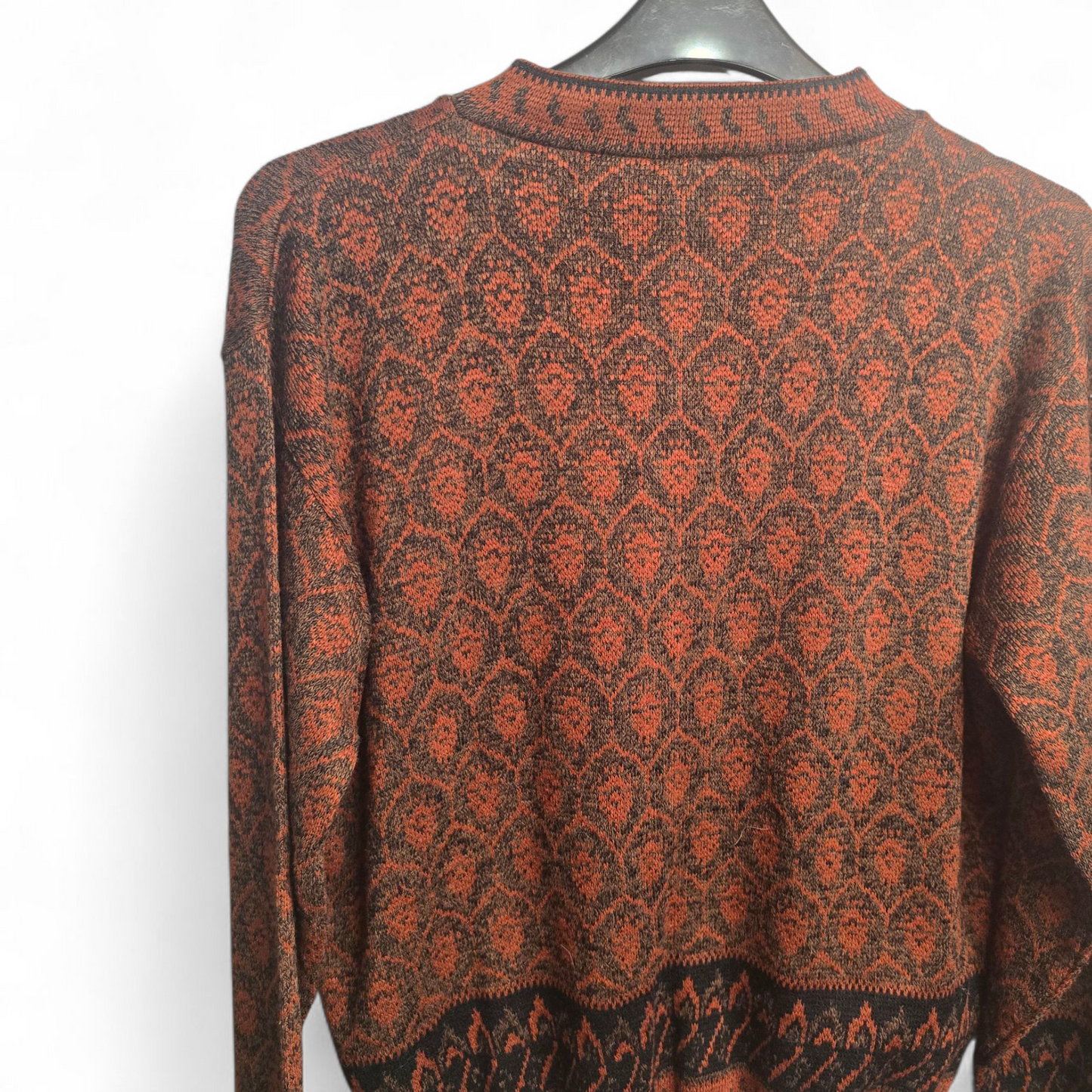 Vintage 1980s Motives Brown & Orange Patterned Knit Cardigan – UK 20/22
