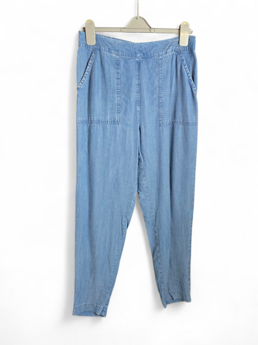 Tu Blue Denim Slim Leg Trousers Size 12 – High Waist, Elastic Back, Tencel, New w/ Tags