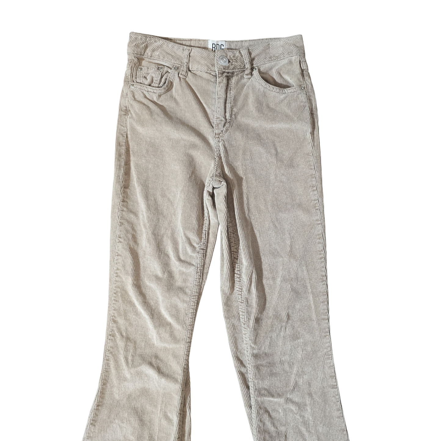 BDG Urban Outfitters Beige Corduroy Flares – High Waist W24 L32 – UK size 4/6