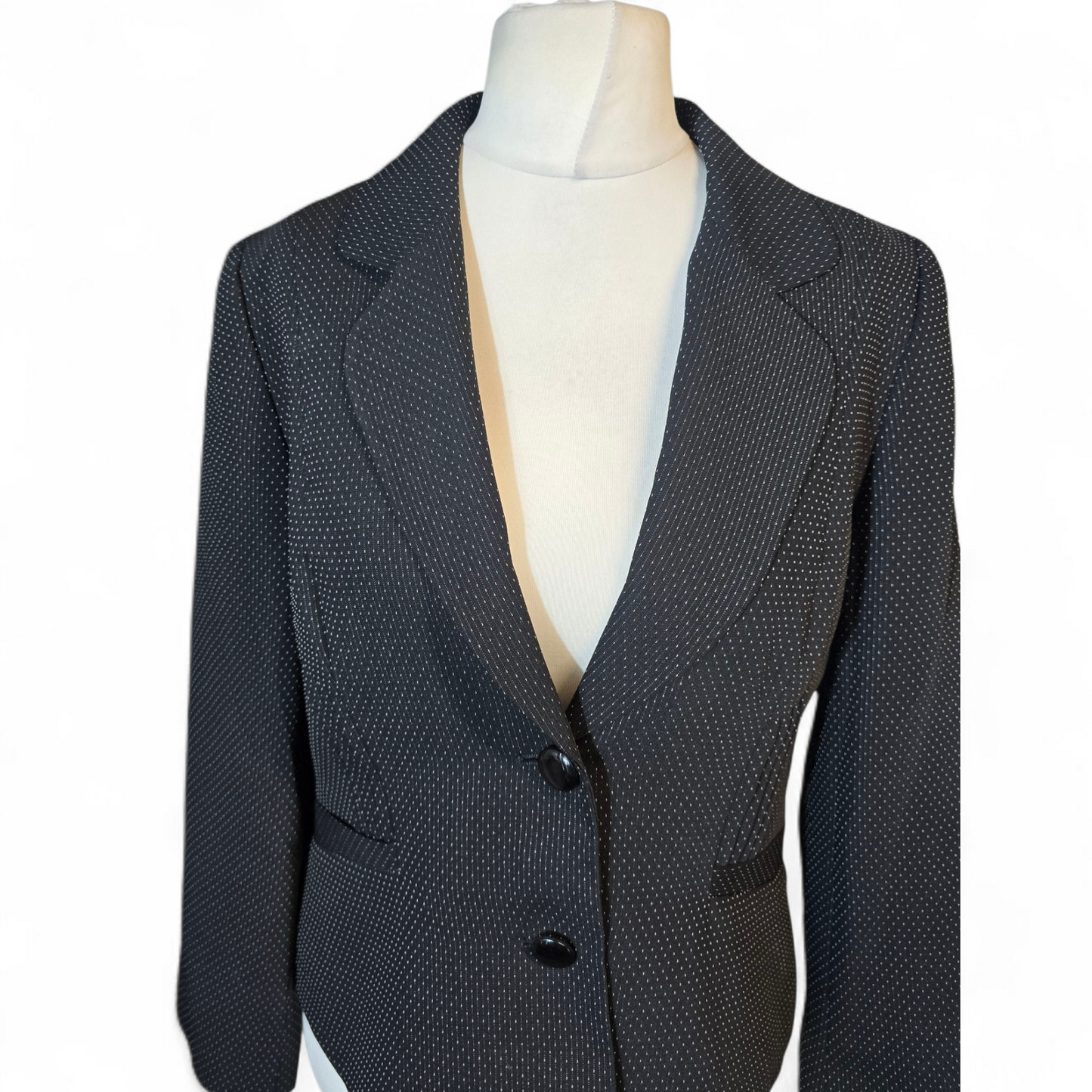 Precis Black & White Polka Dot Blazer – Size 12 – Tailored Fit