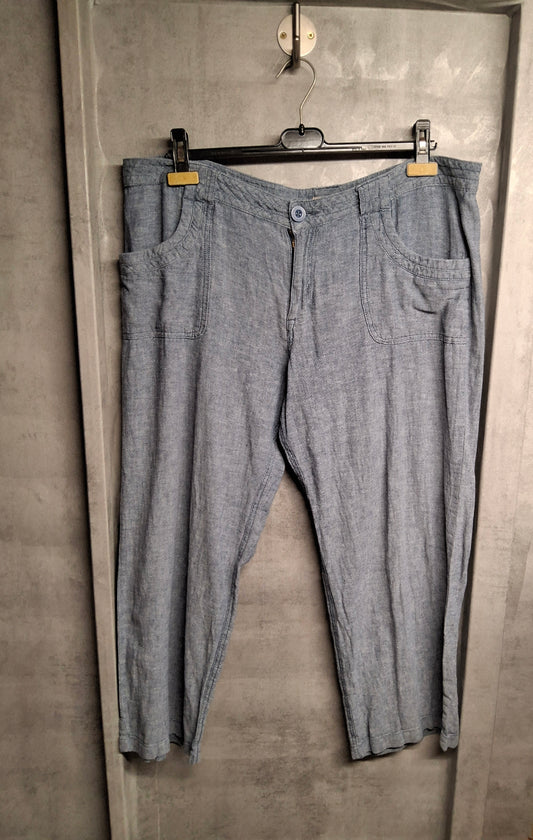 Tu Light Blue Linen Blend Bootcut Trousers – Size 16 Short – Relaxed Summer Vibes
