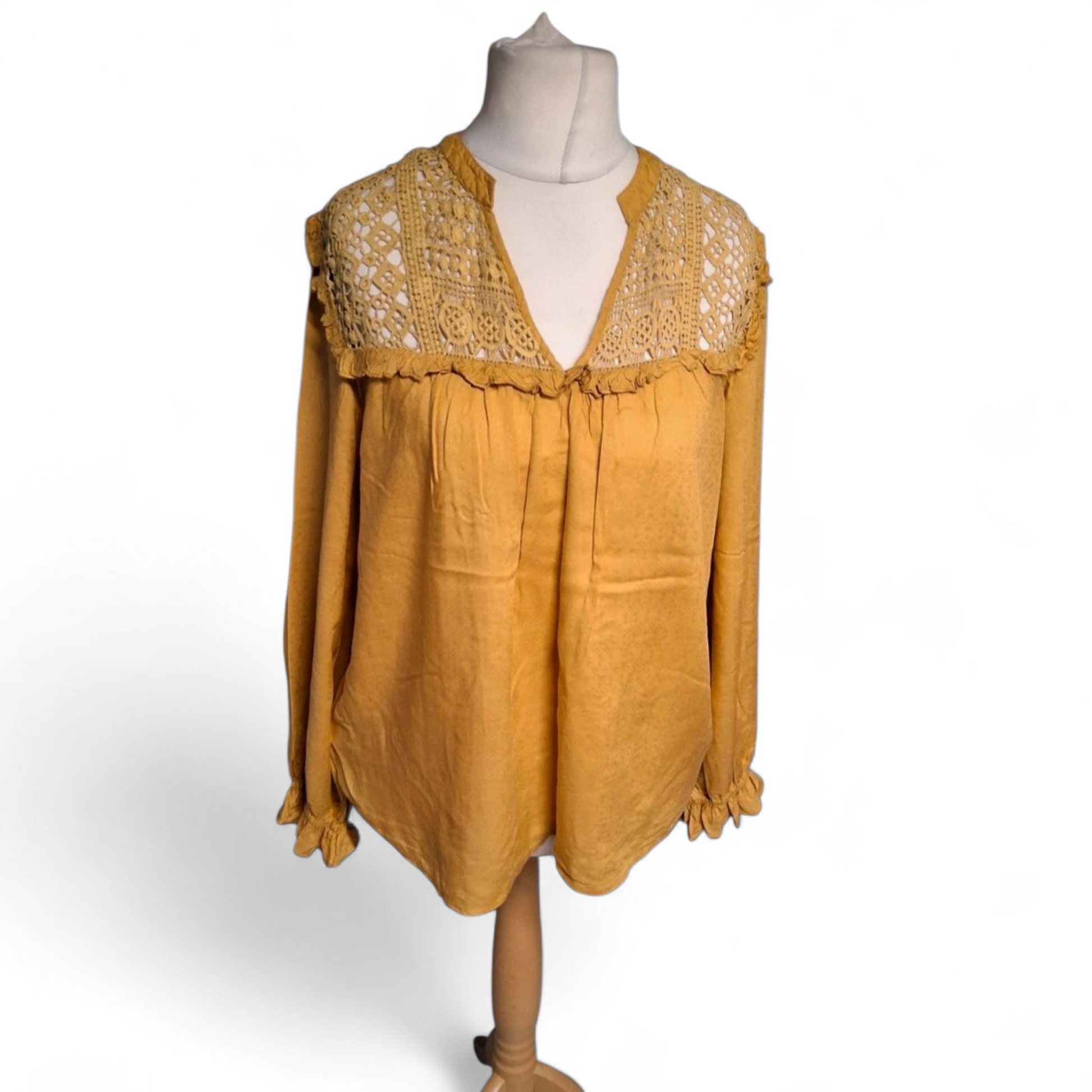 Laura Ashley Mustard Yellow Blouse – Size 12 – 100% Modal