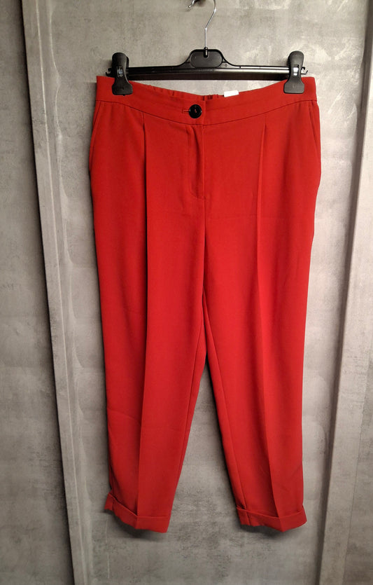 Next Red Tailored Ankle Trousers – Size 10 – Power-Dress in Colour