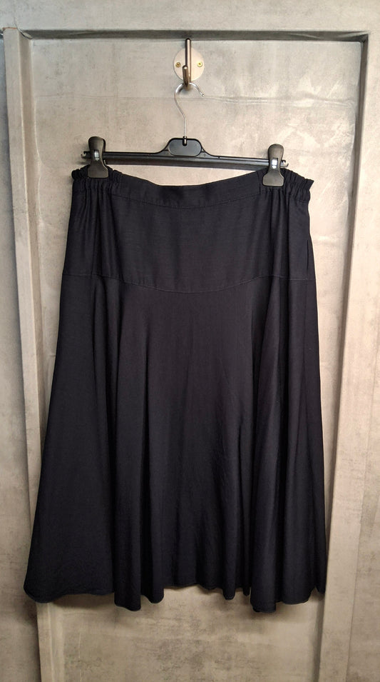 Vintage St Michael Navy Linen Blend Flared Skirt – Size 14 (80s/90s Original)