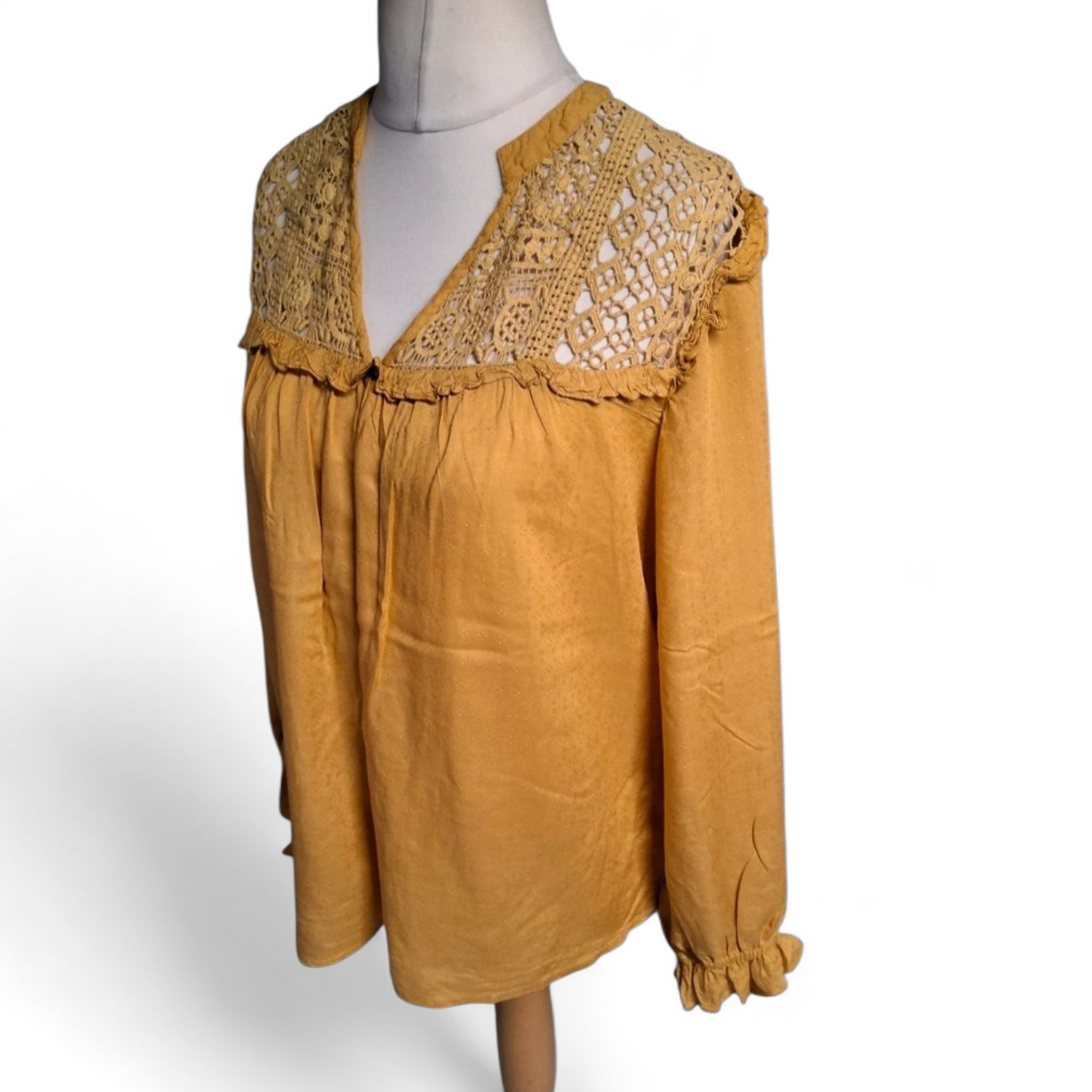 Laura Ashley Mustard Yellow Blouse – Size 12 – 100% Modal