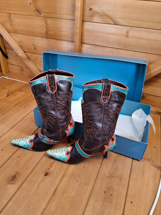 🔥 Karen Millen Y2K Western-Style Heeled Boots – UK 4.5 / EU 37.5 🔥