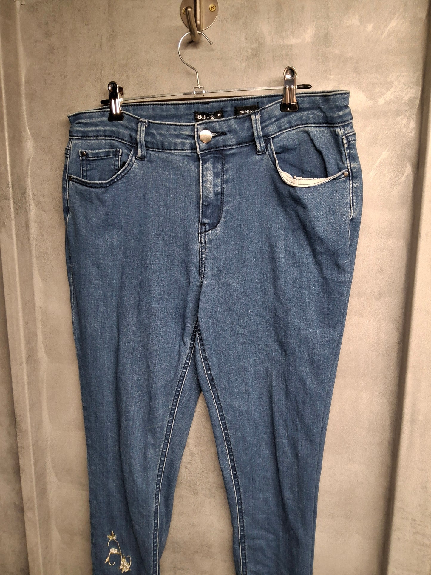 Tu Embroidered Hem High Waisted Skinny Jeans – Size 12 Regular