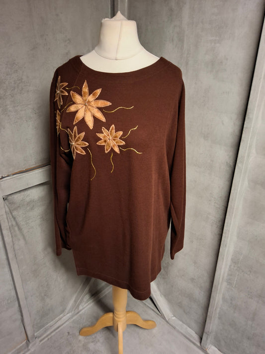 Lesley-Anne Brown Floral Jumper – Size 14/16 (M/L)
