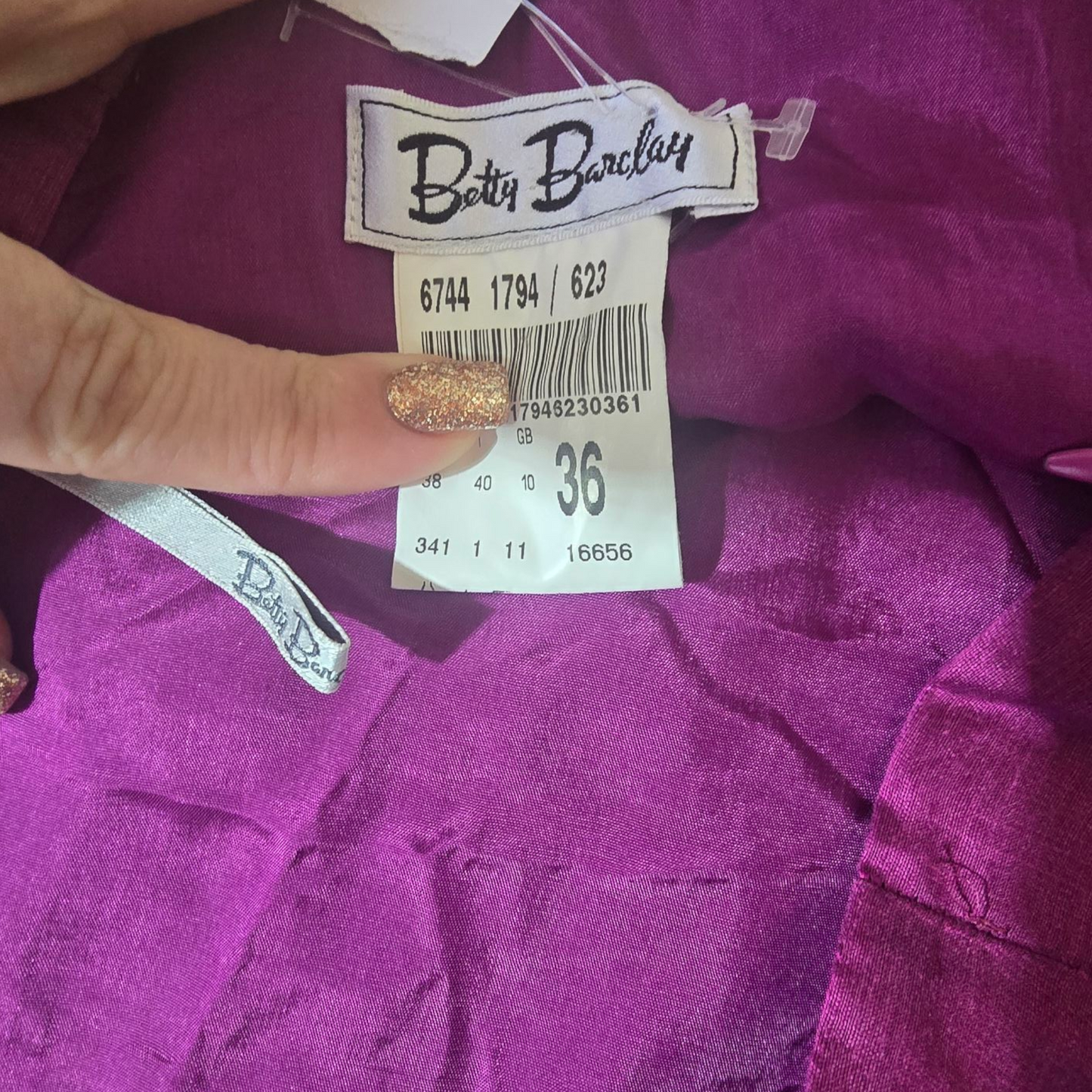 Betty Barclay Deep Purple Vintage Midi Skirt with Beaded Hem – Size 10