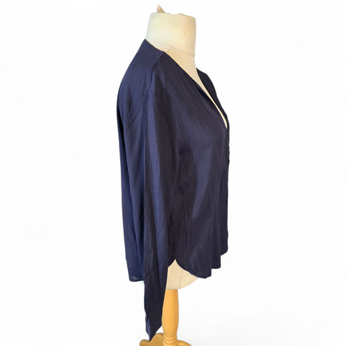 Warehouse Navy Long Sleeve Blouse – Size 12 – V-Neck