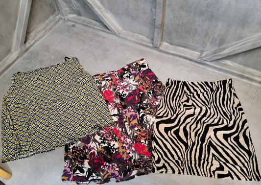 Mini Skirt Bundle Size 8 – PLT, George & Dorothy Perkins – Floral, Geo & Zebra Print