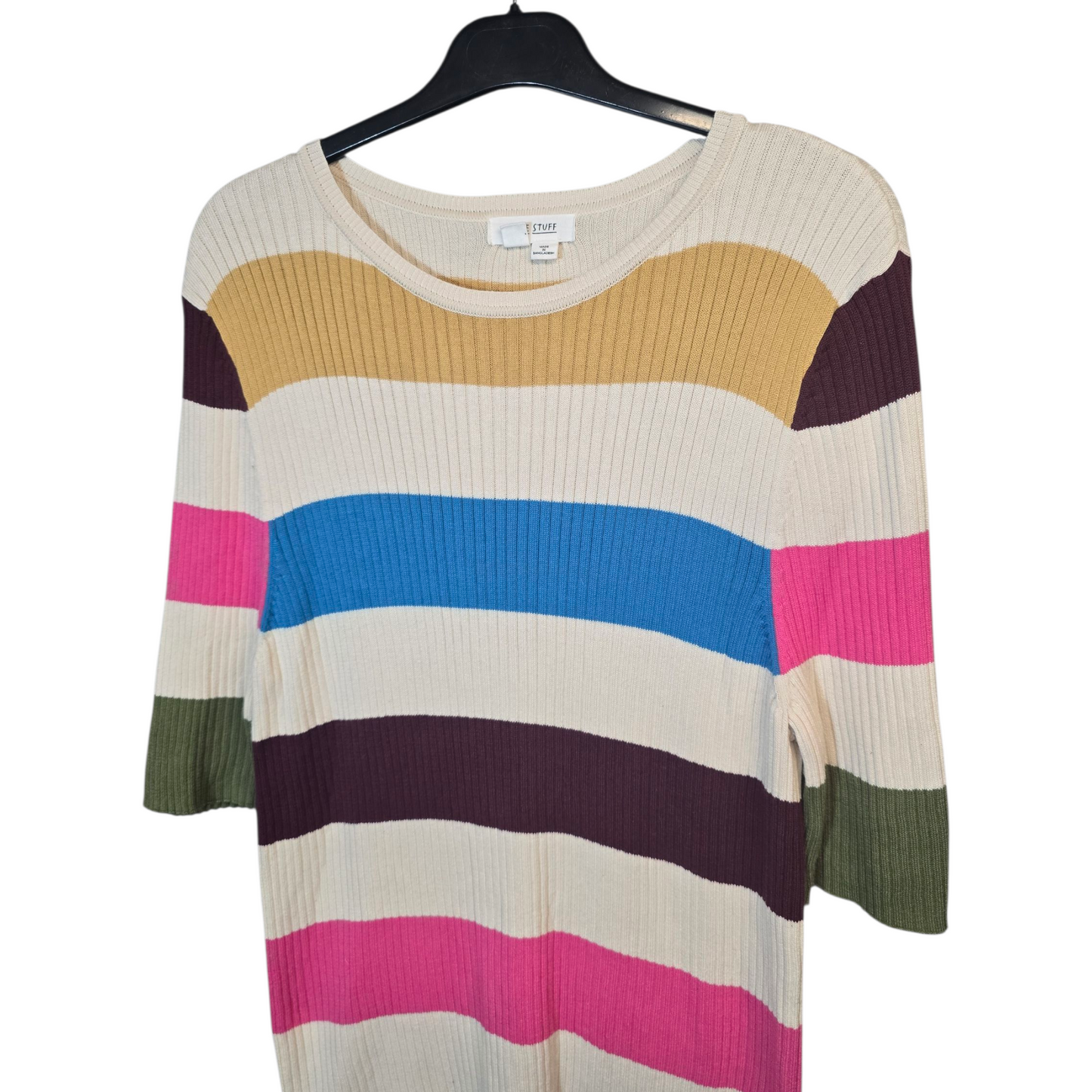 White Stuff Multicoloured Striped Lightweight Jumper – Size 18 – 100% Cotton