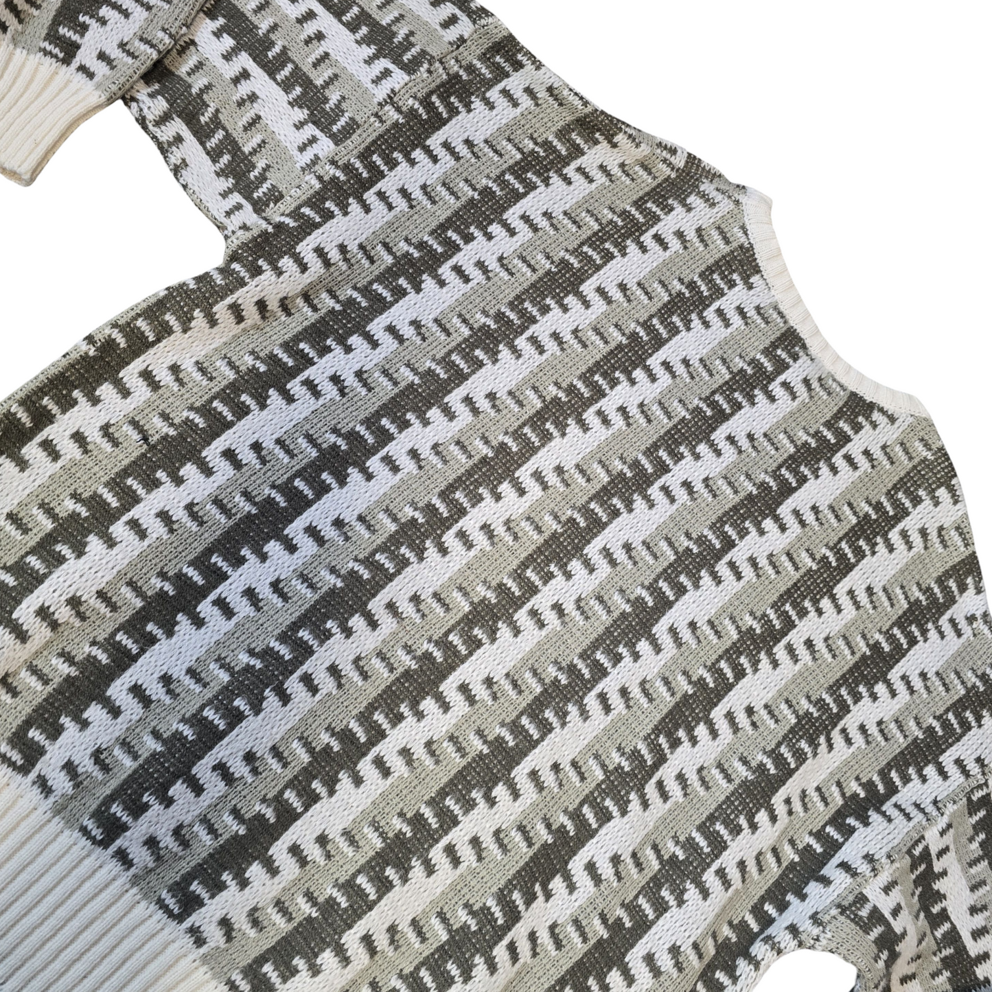 Vintage Avanti Grey White Beige Knit Jumper – Men’s Relaxed Fit – Retro Style