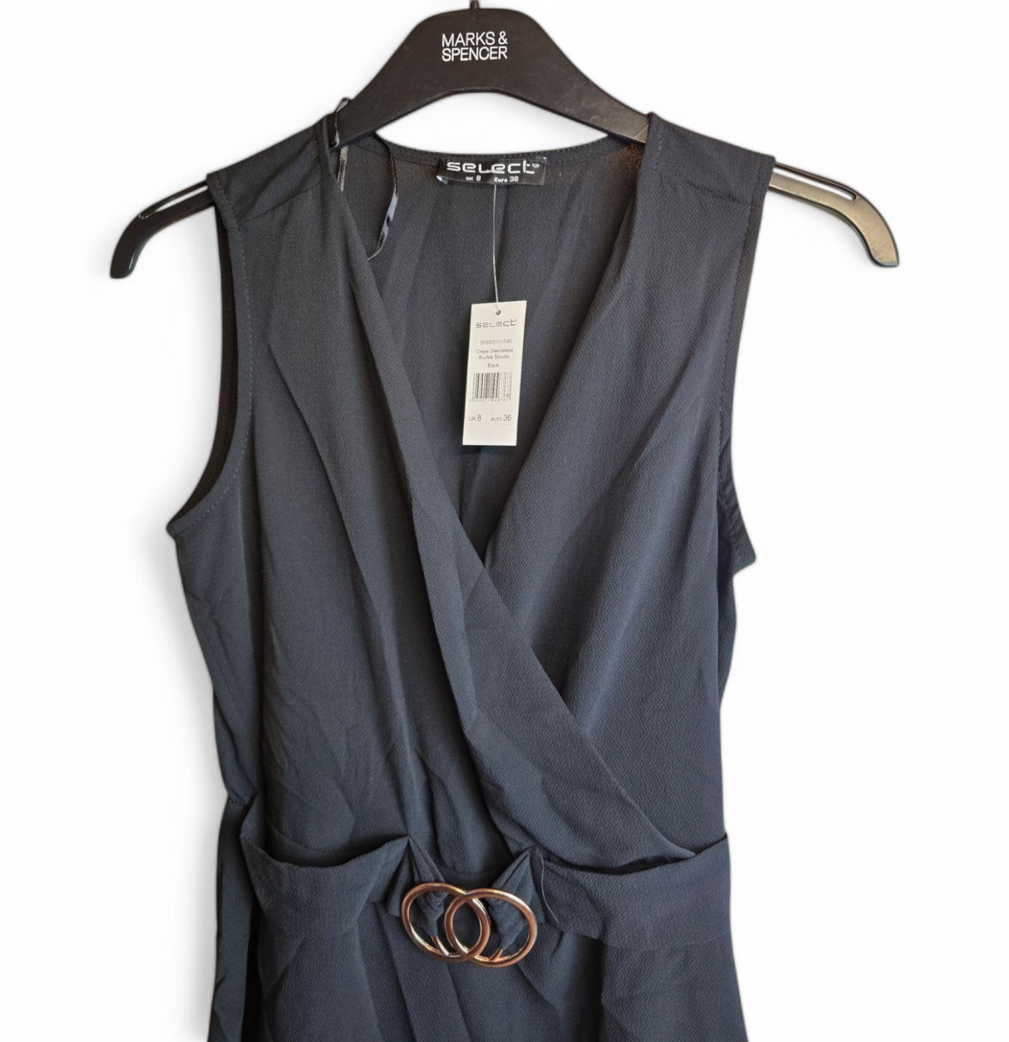 Select black v neck sleeveless top size 8 New