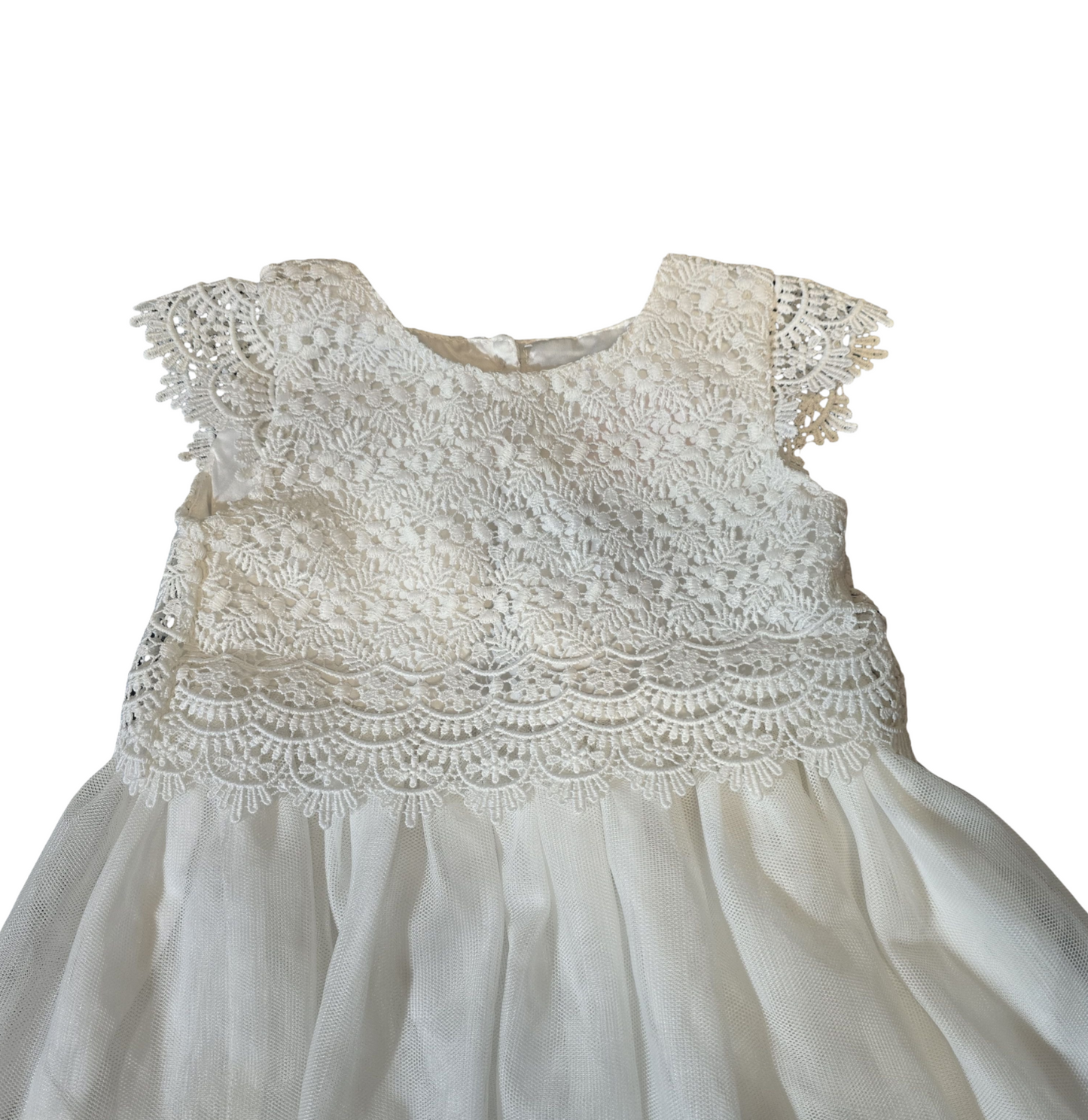 Primark White Lace & Tulle Dress – Girls 6–9 Months – Polyester