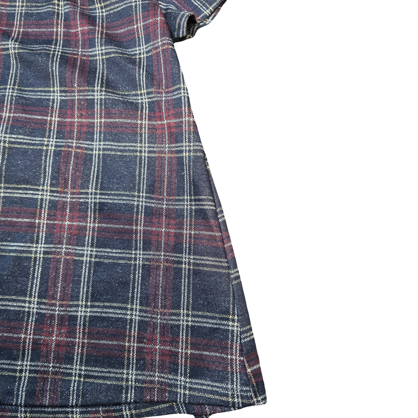 Primark Girls Black & Burgundy Glitter Checked Dress – Age 2–3 Years – Polyester