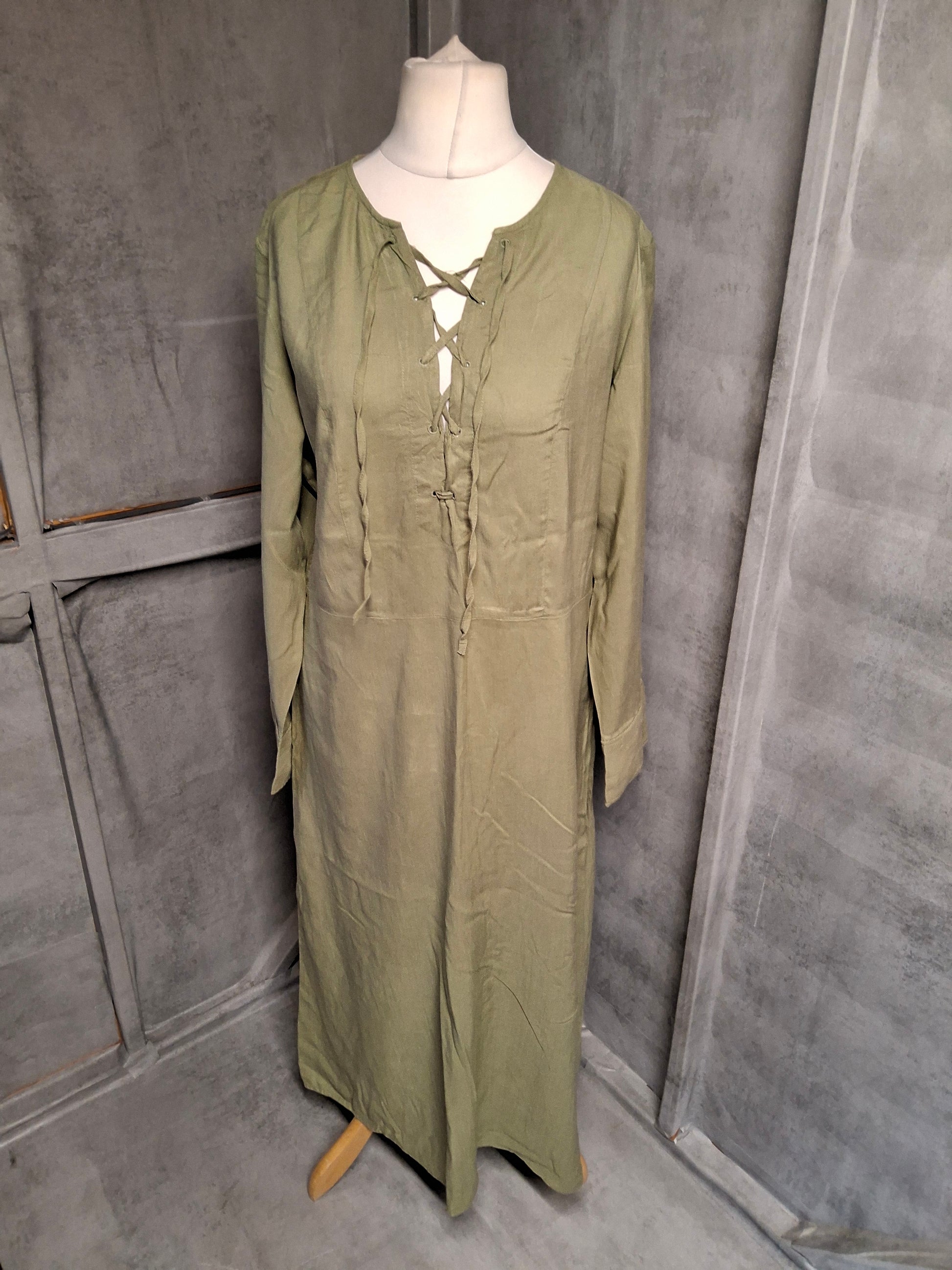 H&M Khaki Green Midi Tunic Dress – Size M (UK 10/12)