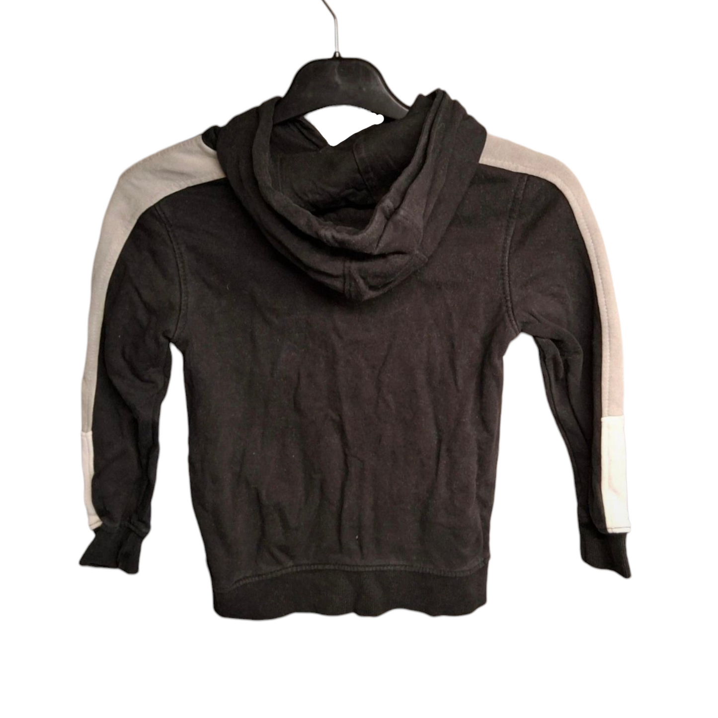 George Boys’ Black Hoodie – Age 6–7 Years – Grey & White Sleeve Detail – Casual Sweatshirt