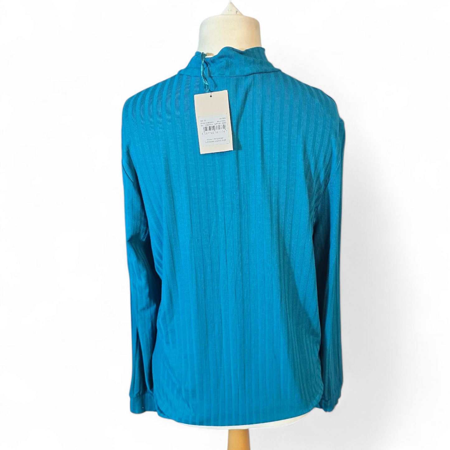 Tu Teal High Neck Ribbed Long Sleeve Top – Size 20 – NWT