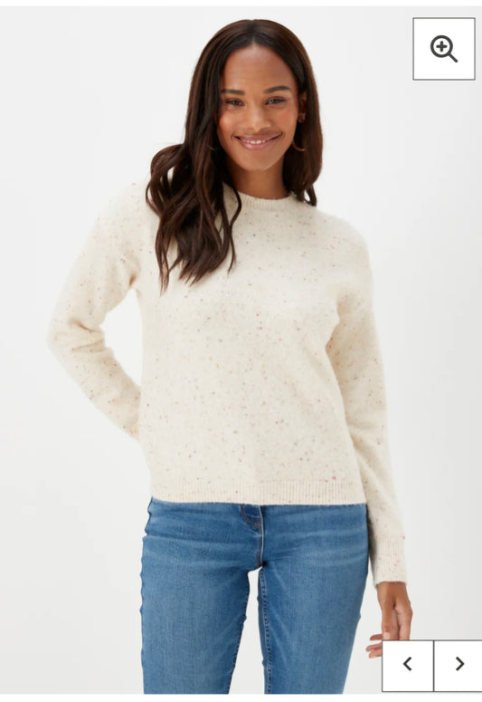 Matalan White Knit Jumper with Multicolour Flecks – Size L (size 16/18) – Relaxed Fit