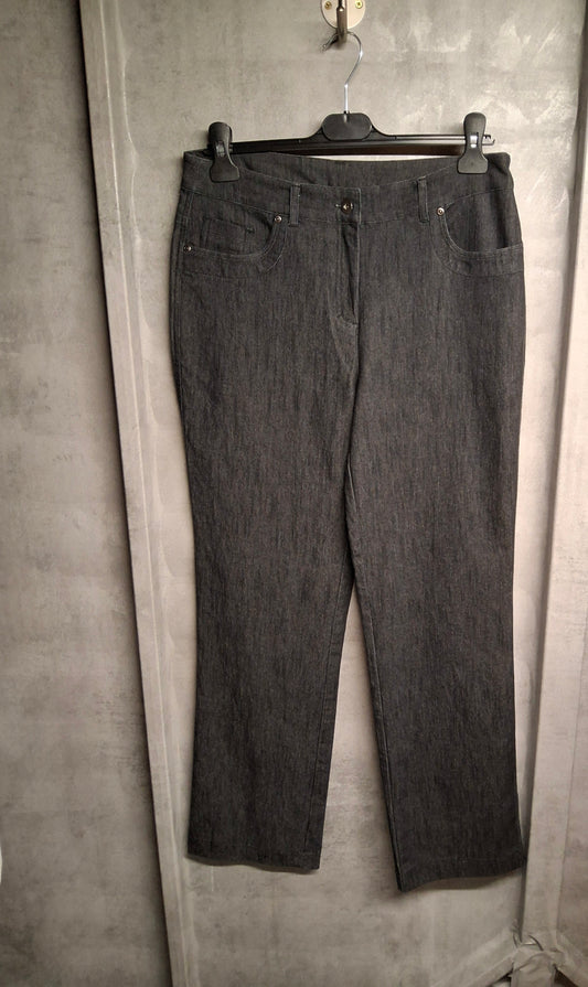Preview Black Bootcut Jeans – Size 12 – High Waist with Gem Detail
