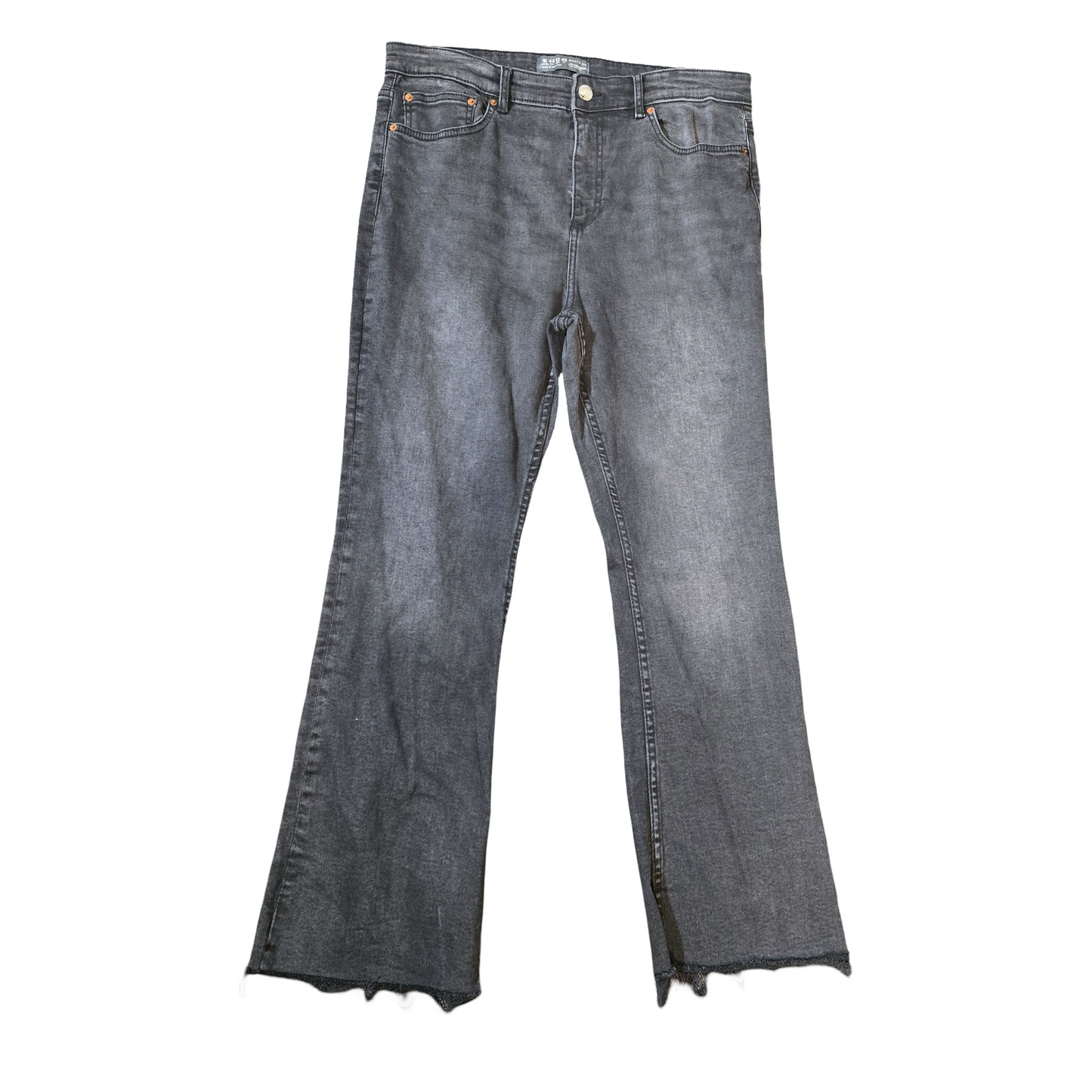 Primark Black Bootcut Jeans with Frayed Hems – Size 16