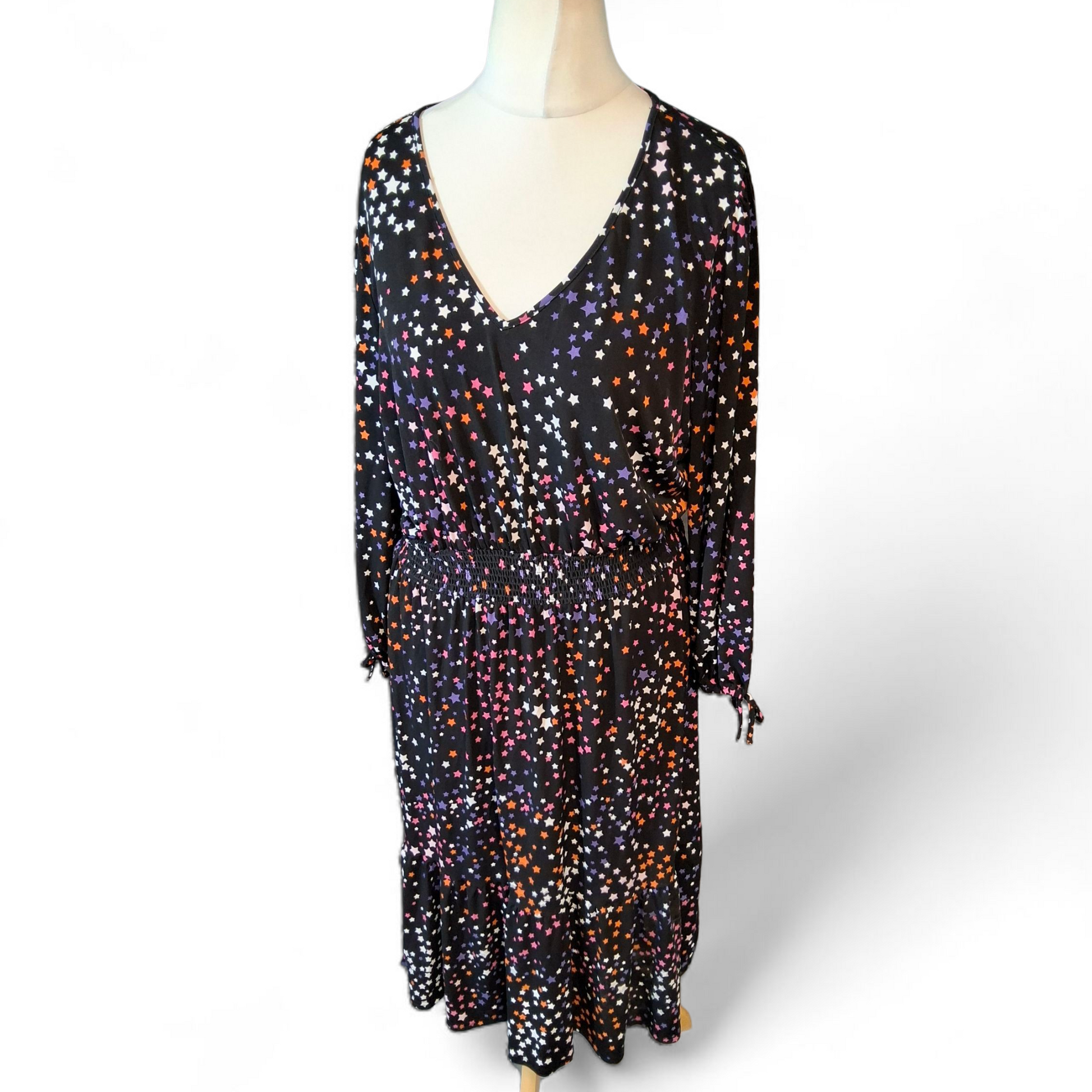 Dannii Minogue Petite Black Star Print Midi Dress – UK 16