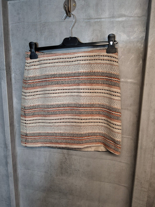 Primark Orange, Black & Beige Knit Mini Skirt – Size 10 – Lined
