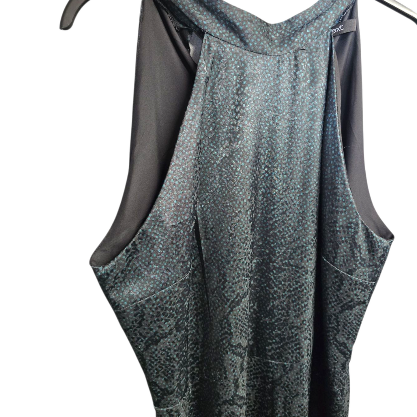 Next Green Satin Polka Dot Wide-Leg Jumpsuit – Size 14 Statement Back Bow