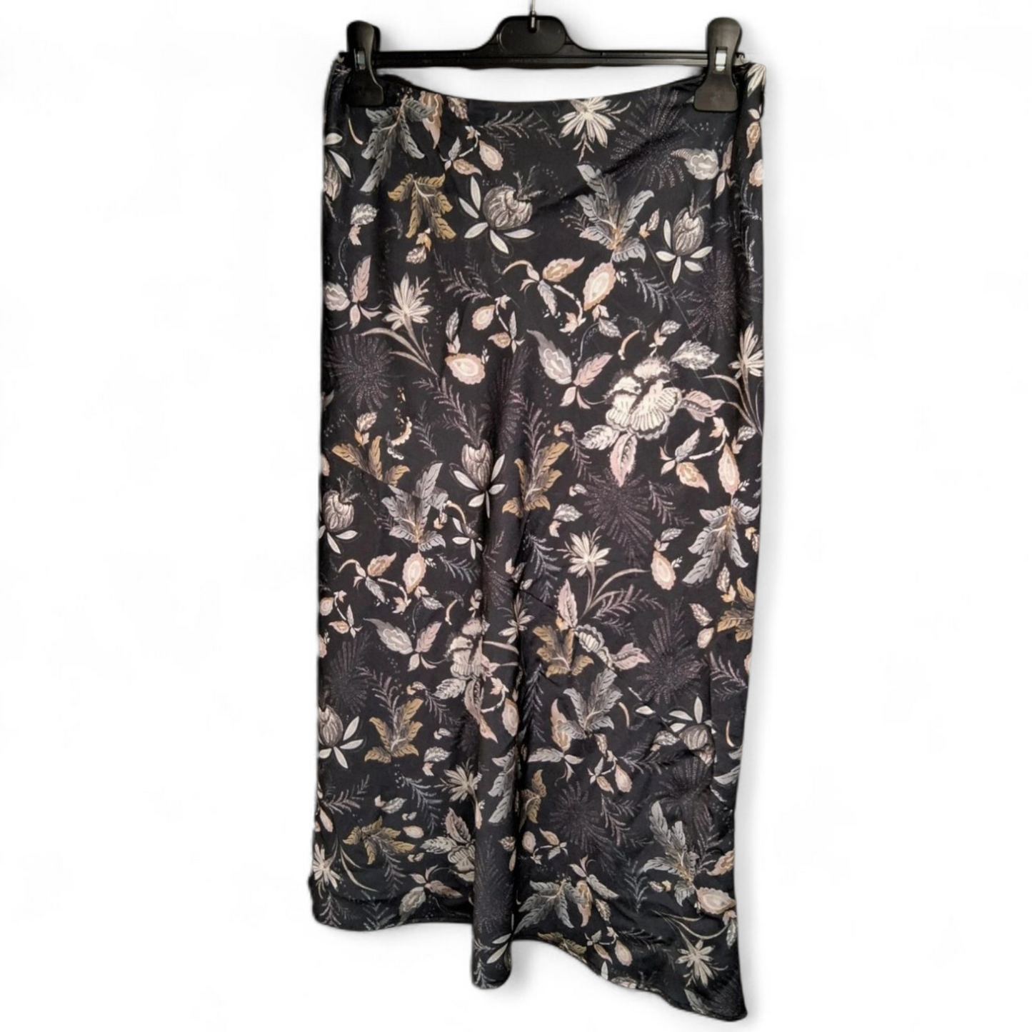 Next Navy & Purple Floral Slip Midi Skirt – Size 10 Silky Flared Style
