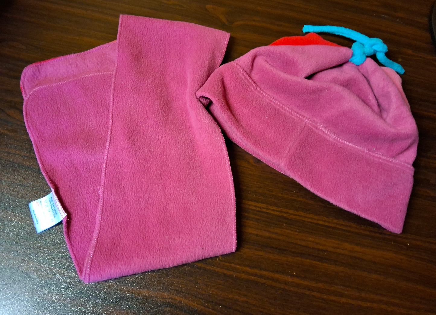 Girls Pink Fleece Hat & Scarf Set – Age 6–8 Years – No Brand