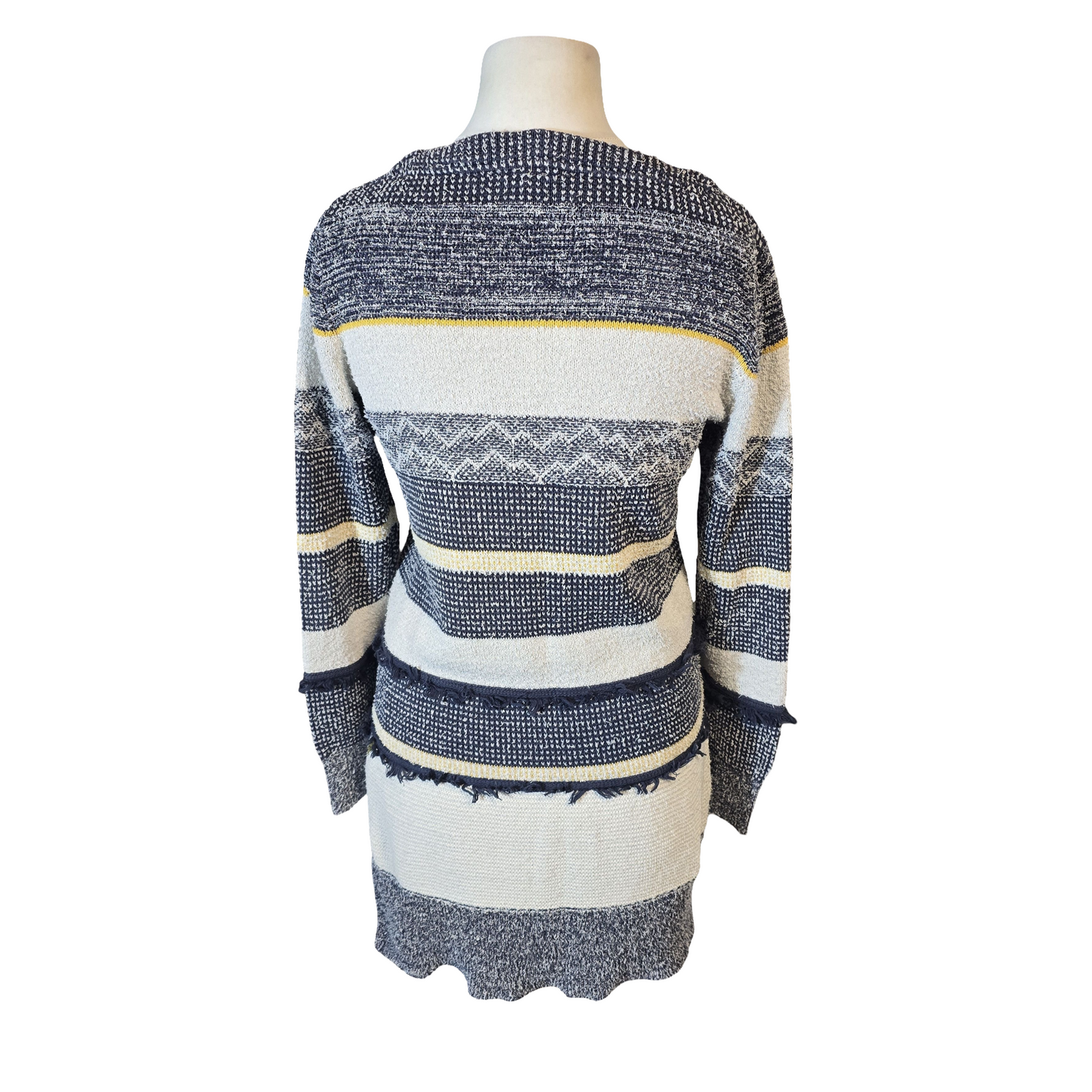 White Stuff Navy Frayed Jumper  Casual Knit – Size 12