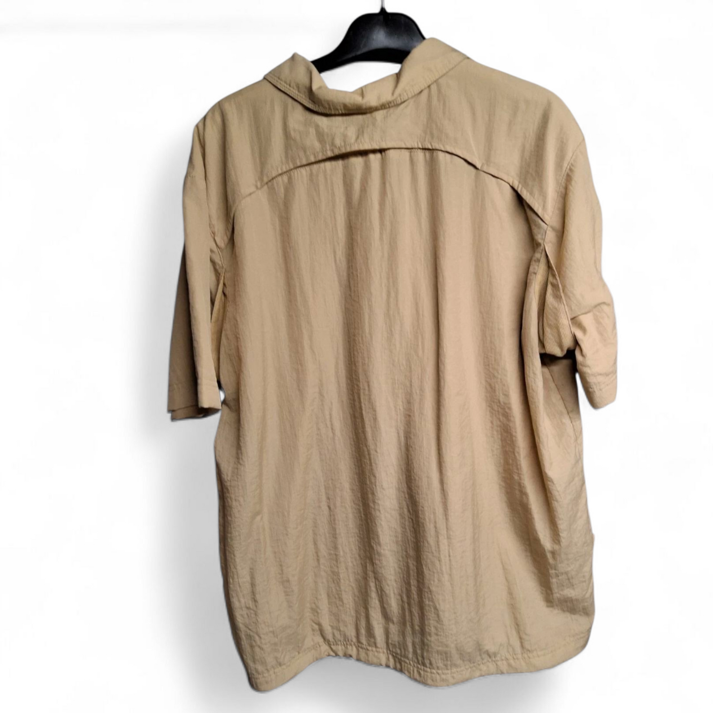 Men's Vintage 90s Y2K Nike Track Jacket – Beige, XL, 1/4 Zip, Short Sleeve, Logo, Retro Streetwear