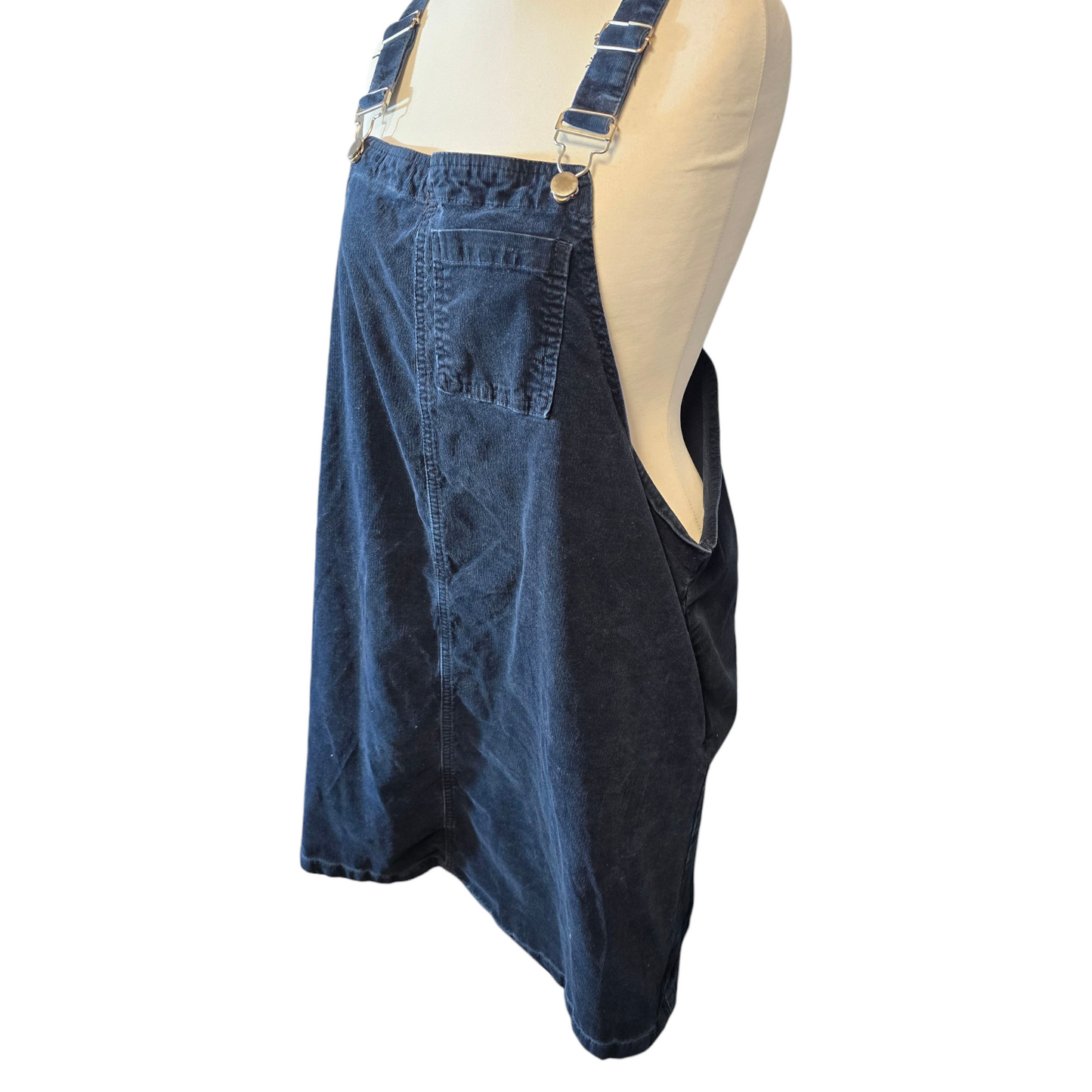 Tu Navy Cord Pinafore Dress – Size 20 – 100% Cotton – Front Pocket – Casual Layering