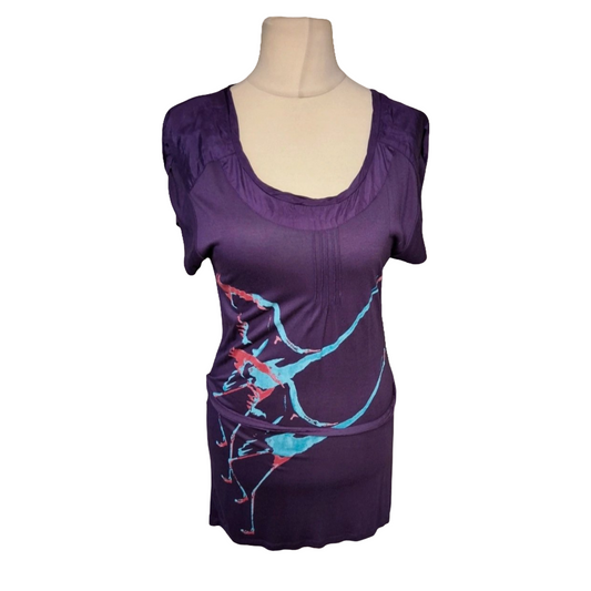 FatFace Bird Print T-Shirt – Modal & Silk Trim, Size 10/12, Soft Feel, Whimsical Design