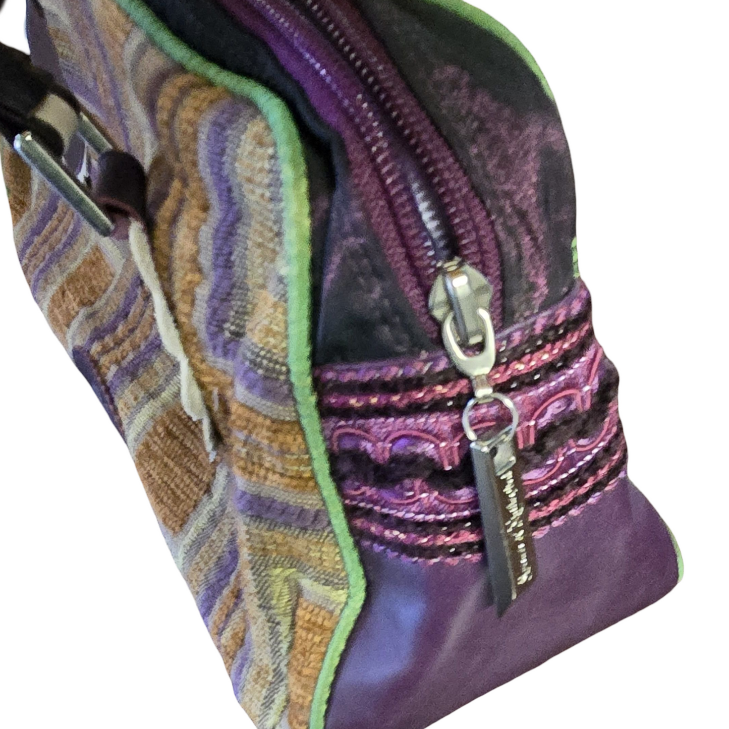 Spencer & Rutherford Purple & Gold Geometric Floral Handbag – Medium