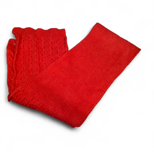 Alice Hannah Red Knitted Scarf – Cable Detail – 64" x 8"