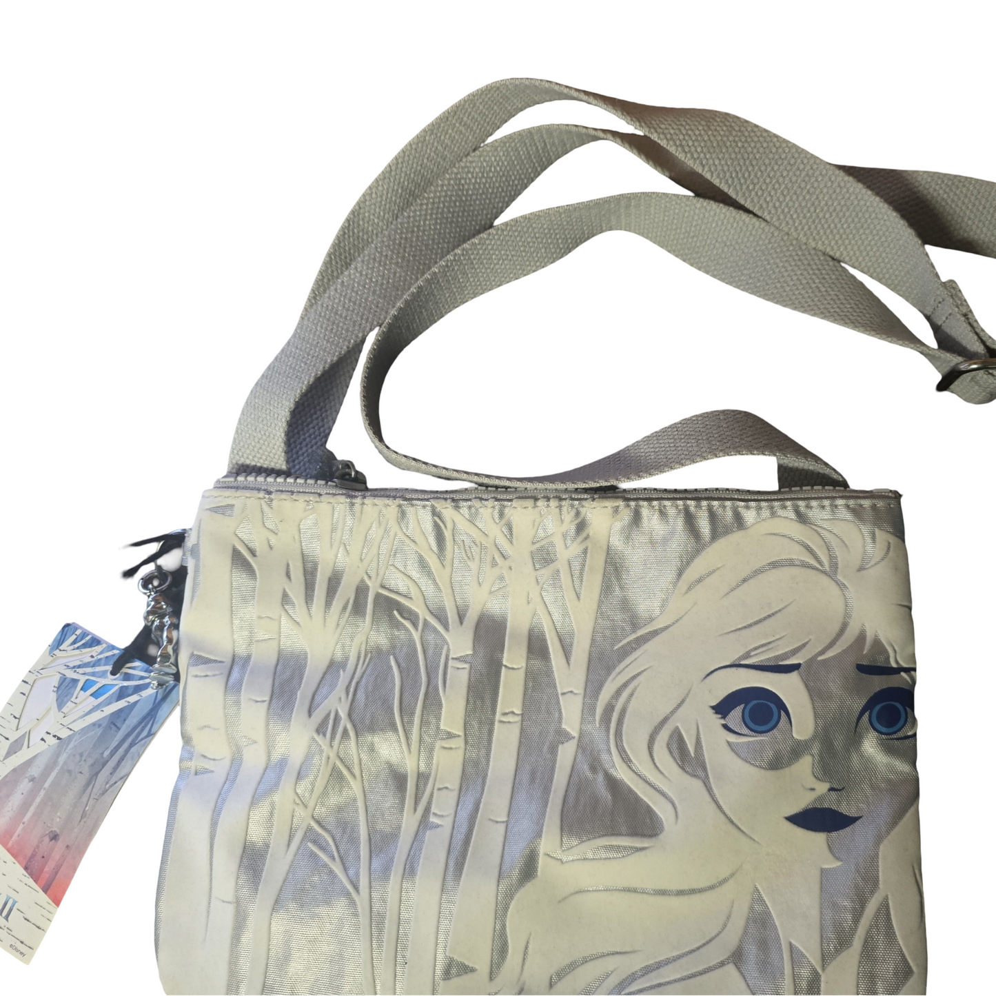 Kipling Frozen 2 Silver Shoulder Bag – Kids, Zip Close, Charm, New with Tags, 9"x7"