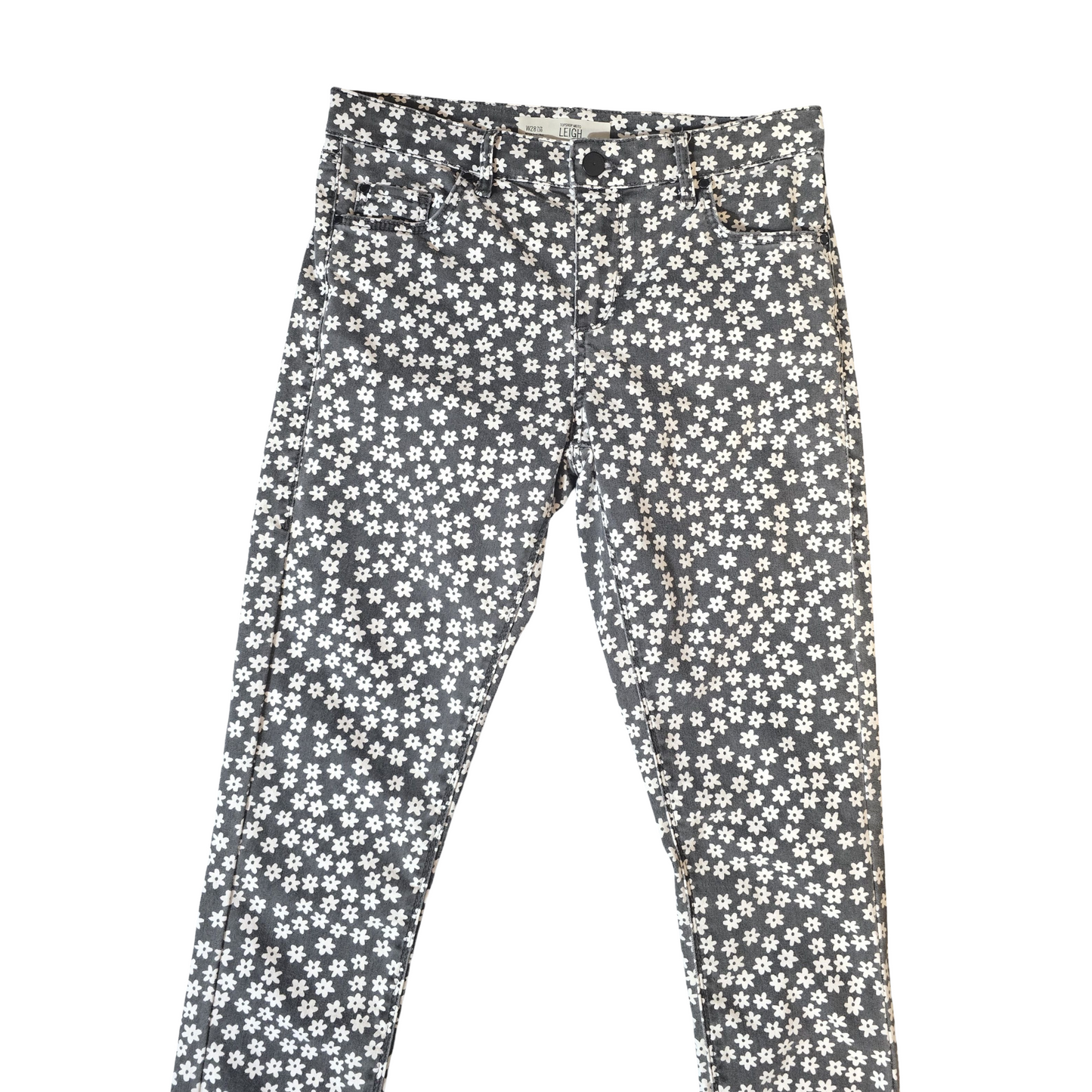 Topshop MOTO Leigh Black & White Floral High-Waisted Skinny Jeans – W28 L30