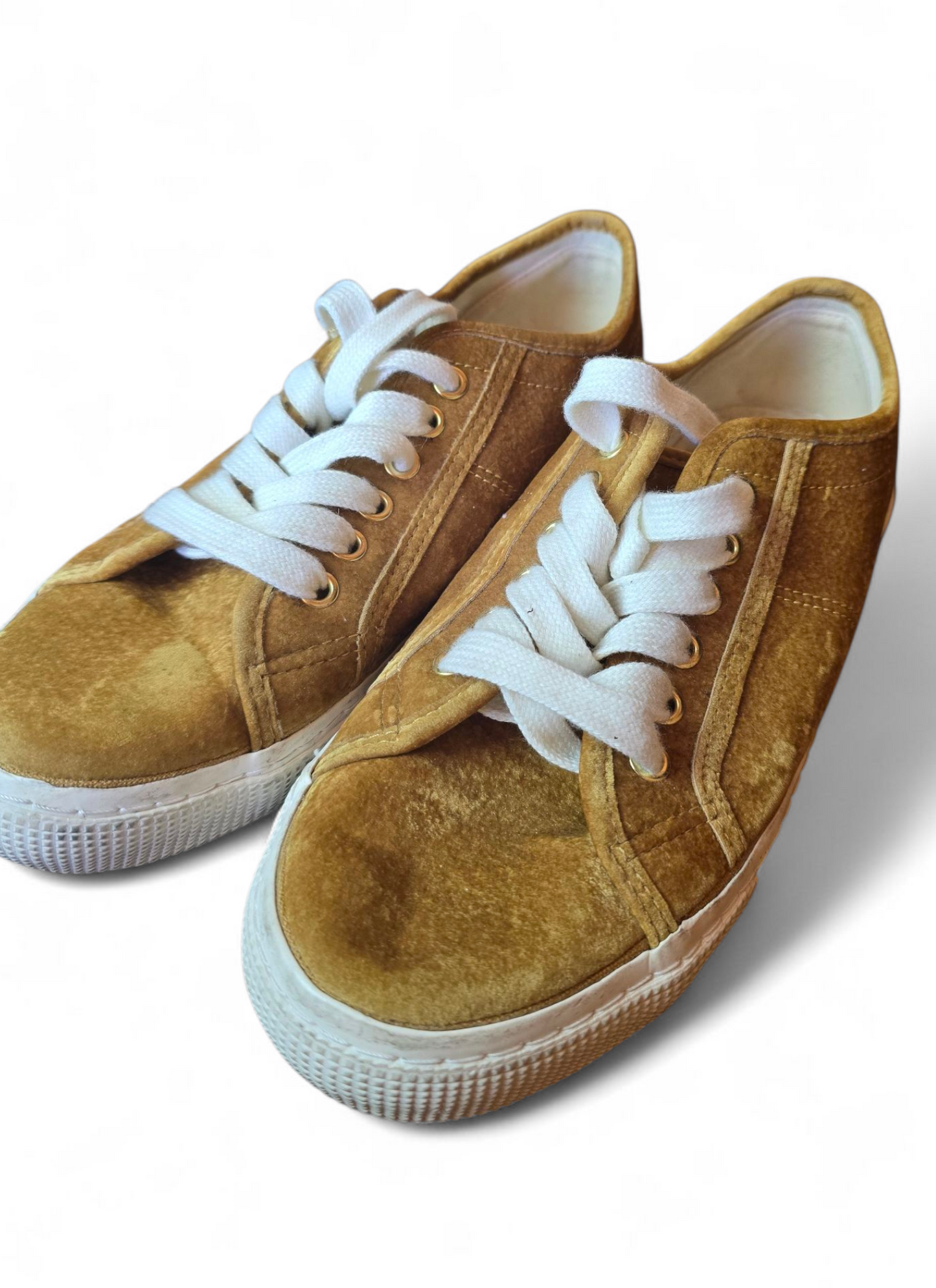 Next Mustard & White Suede Lace-Up Pumps Size 6 – Round Toe, Smart Casual Style, Versatile Fit