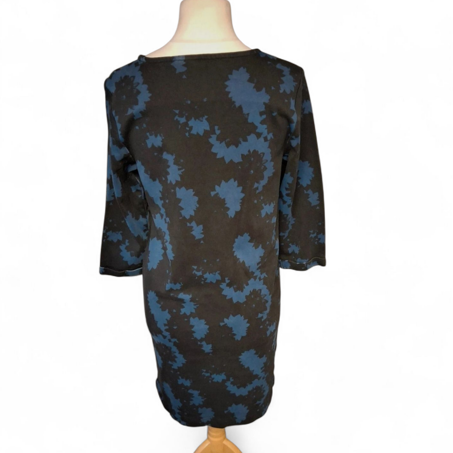 White Stuff Navy Blue Floral Cotton Midi Dress UK size 12 | Pockets | 3/4 Sleeve | Everyday Casual Style
